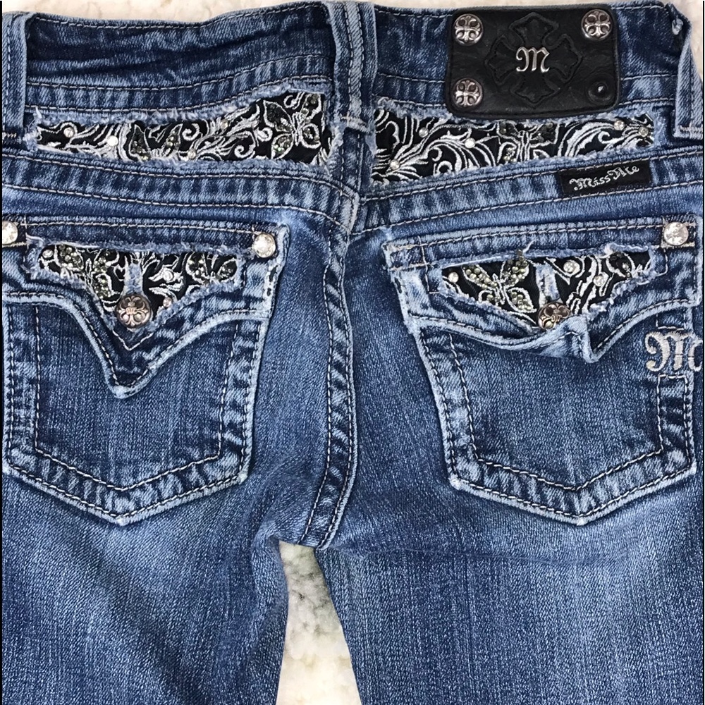 💕Miss Me Jeans Girls Sz 12 Boot Cut Blue Denim